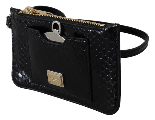 Dolce & Gabbana Black Leather Coin Purse Wristlet Mirror Agnese Wallet - ClickThatClicks 