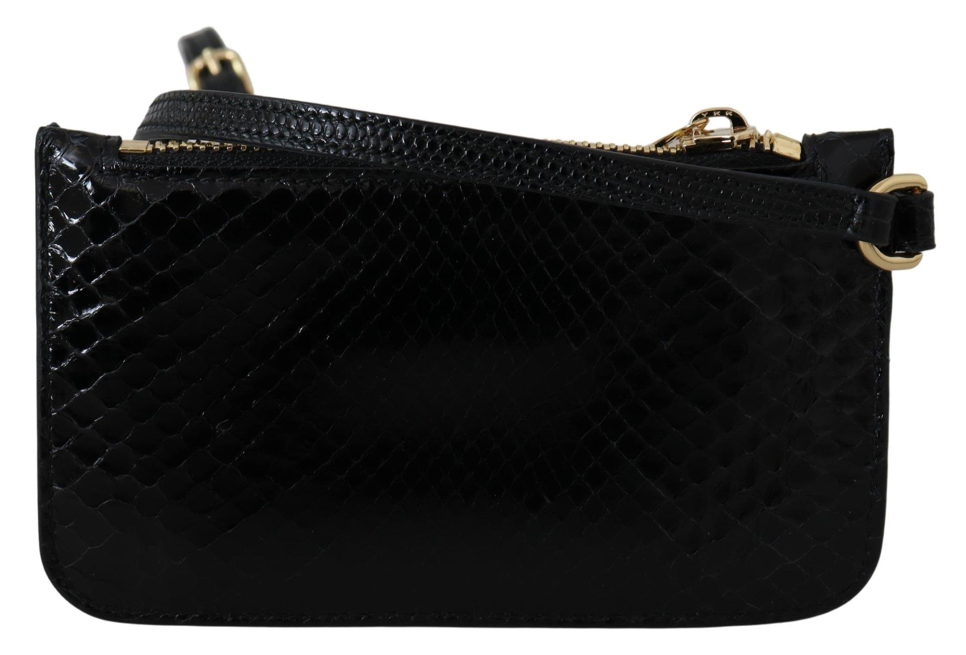Dolce & Gabbana Black Leather Coin Purse Wristlet Mirror Agnese Wallet - ClickThatClicks 