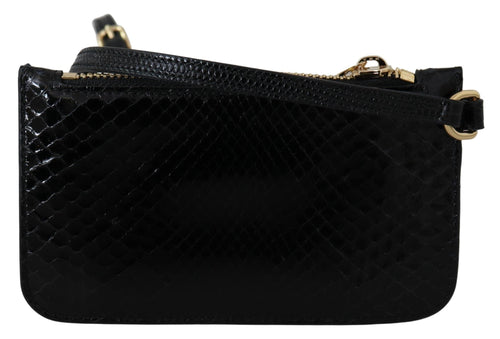 Dolce & Gabbana Black Leather Coin Purse Wristlet Mirror Agnese Wallet - ClickThatClicks 