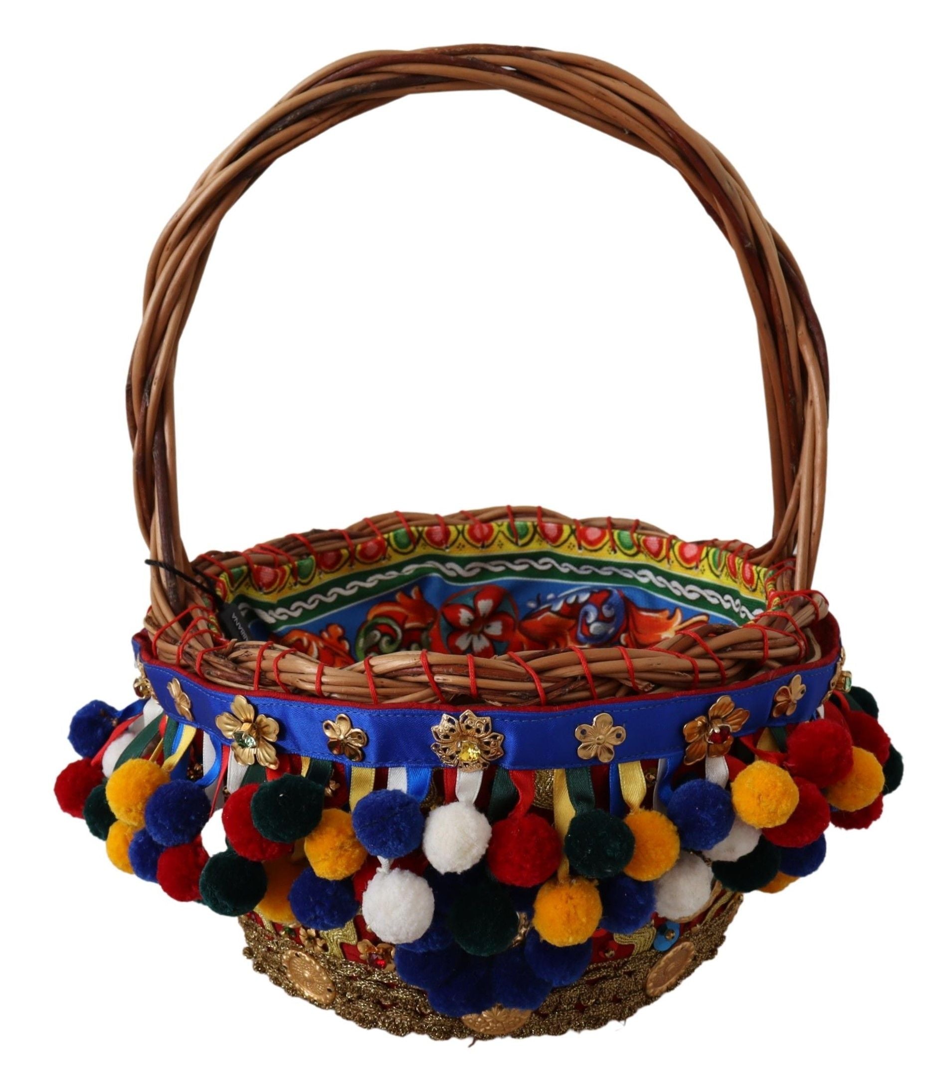 Dolce & Gabbana Multicolor Cotton Embellished Agnese Basket Tote Bag - ClickThatClicks 