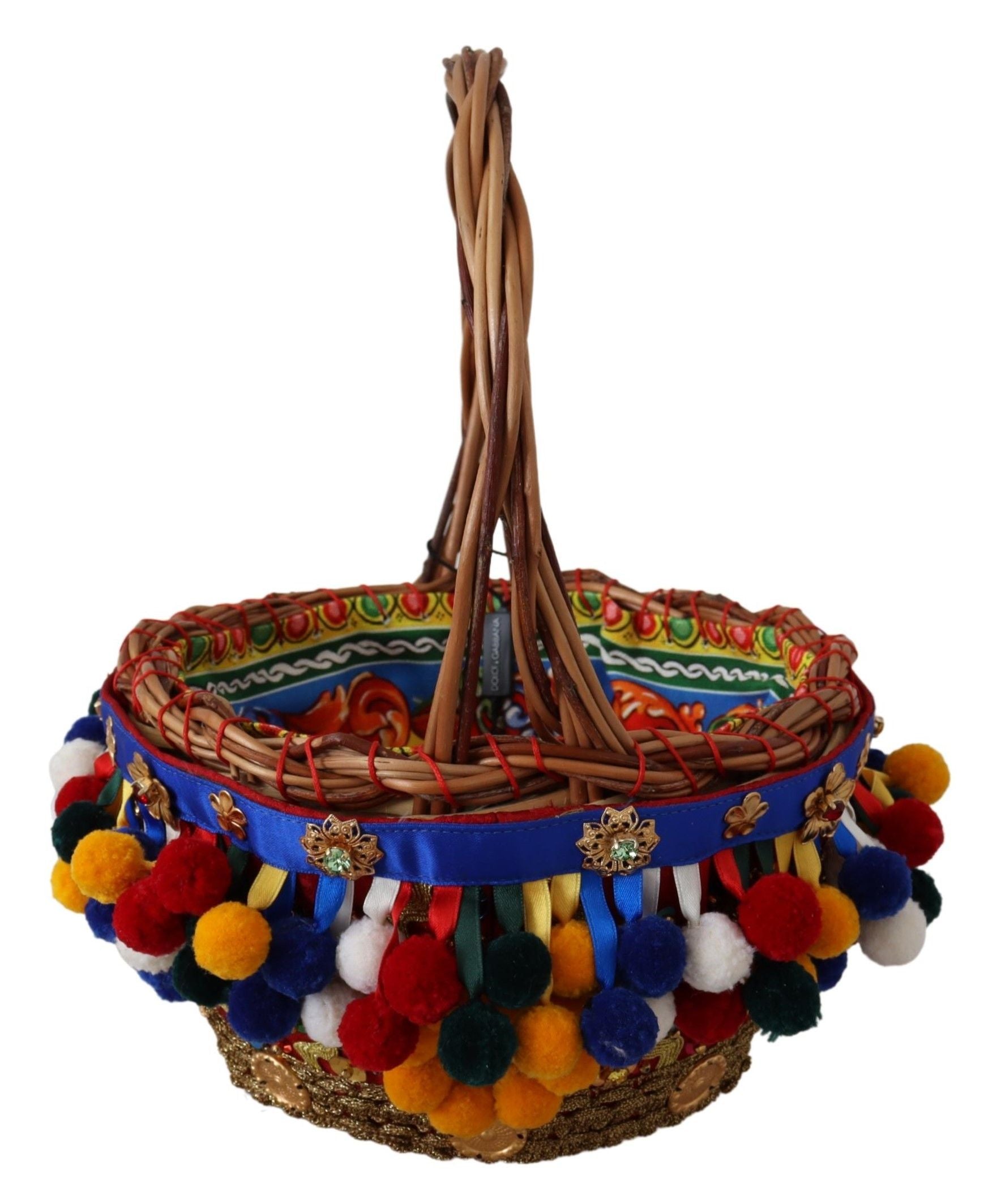 Dolce & Gabbana Multicolor Cotton Embellished Agnese Basket Tote Bag - ClickThatClicks 