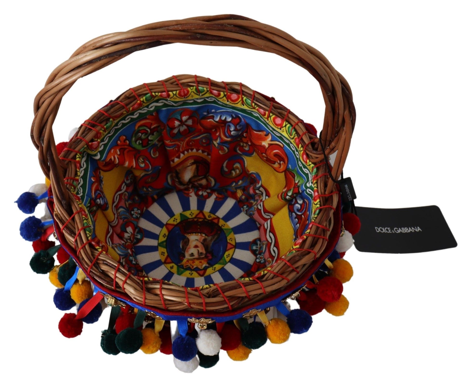 Dolce & Gabbana Multicolor Cotton Embellished Agnese Basket Tote Bag - ClickThatClicks 