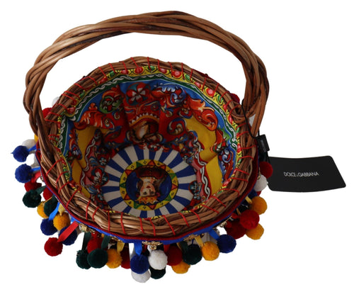 Dolce & Gabbana Multicolor Cotton Embellished Agnese Basket Tote Bag - ClickThatClicks 