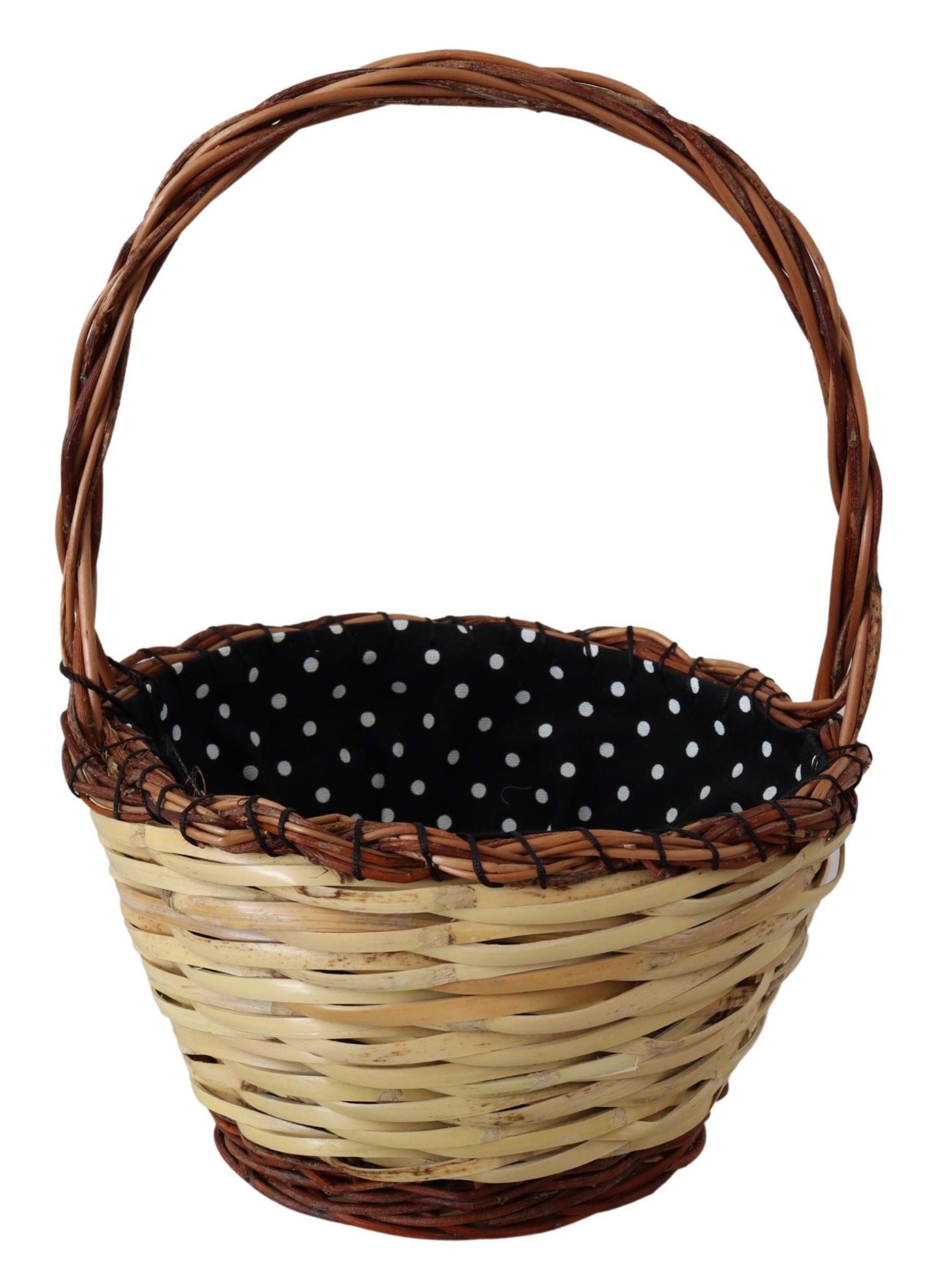 Dolce & Gabbana Beige Wood Wicker Rattan Basket Tote Bag - ClickThatClicks 