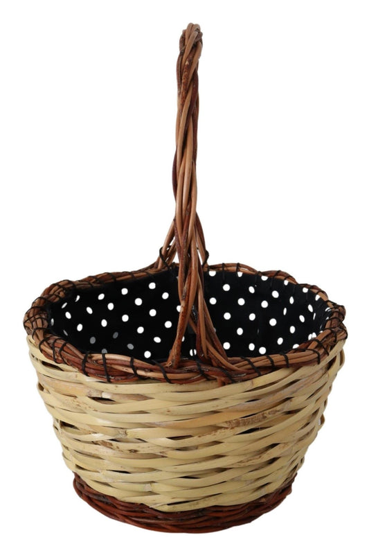 Dolce & Gabbana Beige Wood Wicker Rattan Basket Tote Bag - ClickThatClicks 
