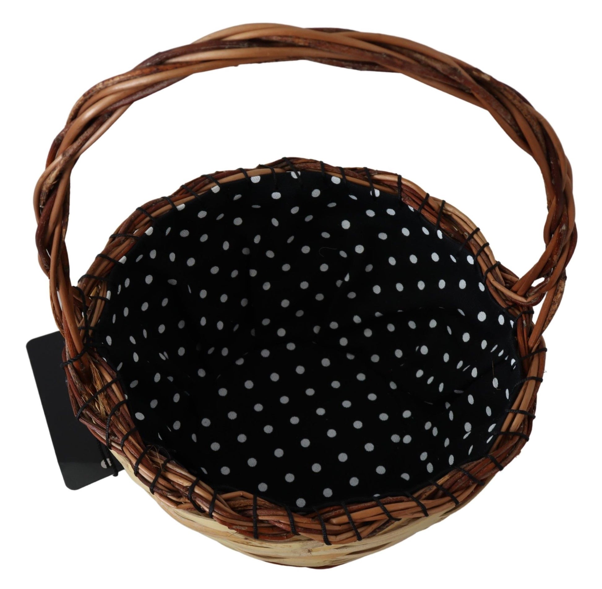Dolce & Gabbana Beige Wood Wicker Rattan Basket Tote Bag - ClickThatClicks 
