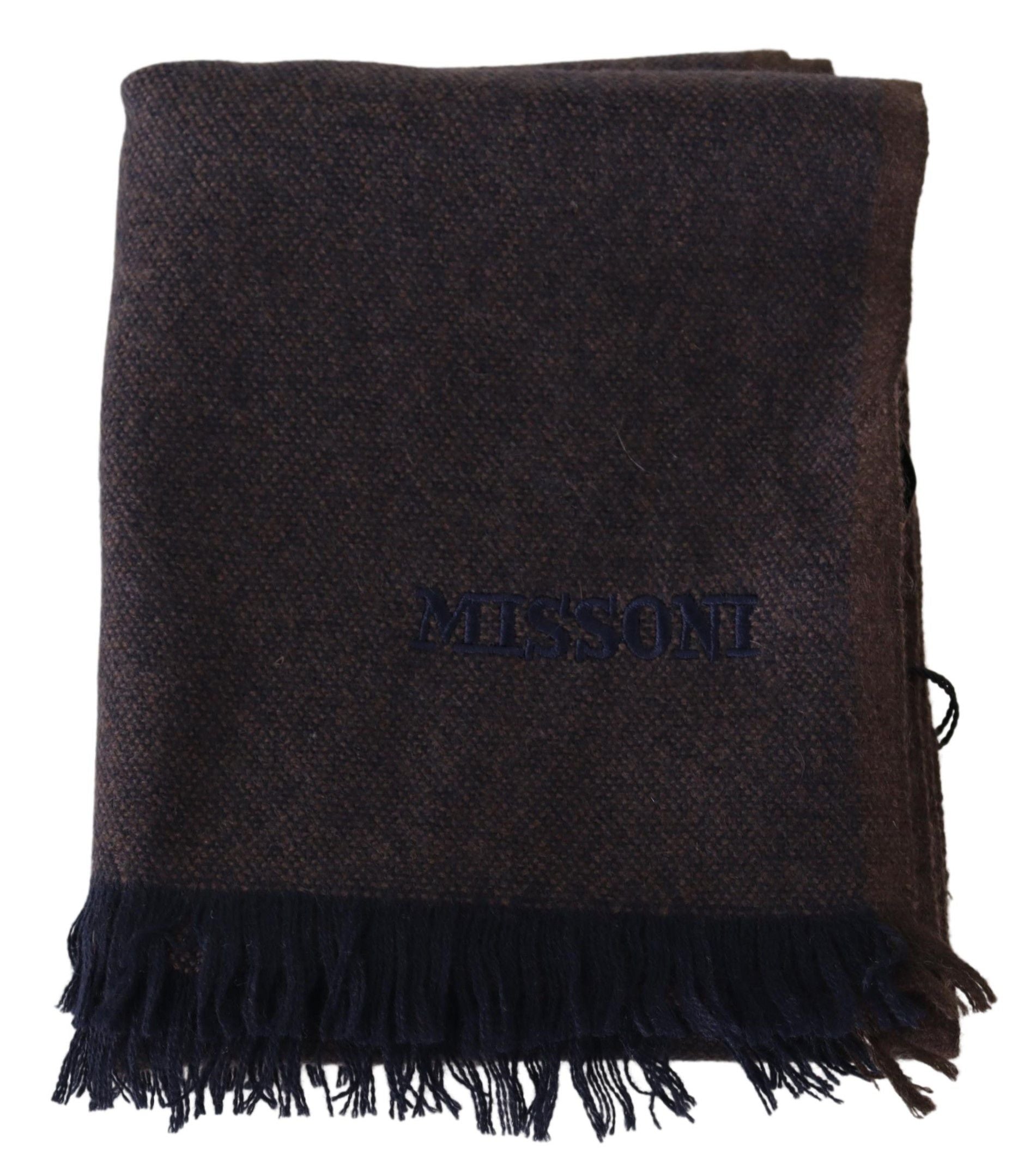 Missoni Brown 100% Cashmere Unisex Neck Wrap Fringes Scarf - ClickThatClicks 
