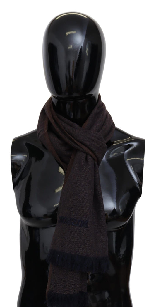 Missoni Brown 100% Cashmere Unisex Neck Wrap Fringes Scarf - ClickThatClicks 