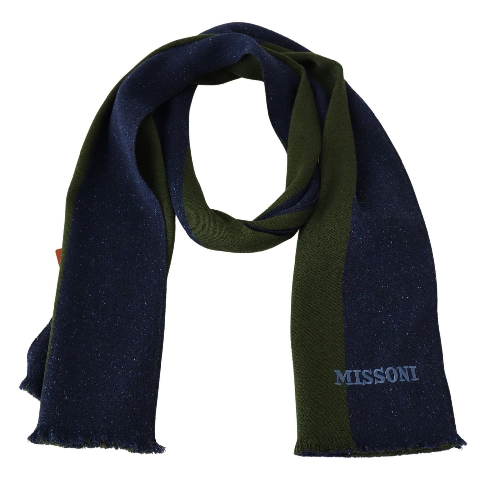 Missoni Green Striped Wool Unisex Neck Wrap Shawl Blue - ClickThatClicks 