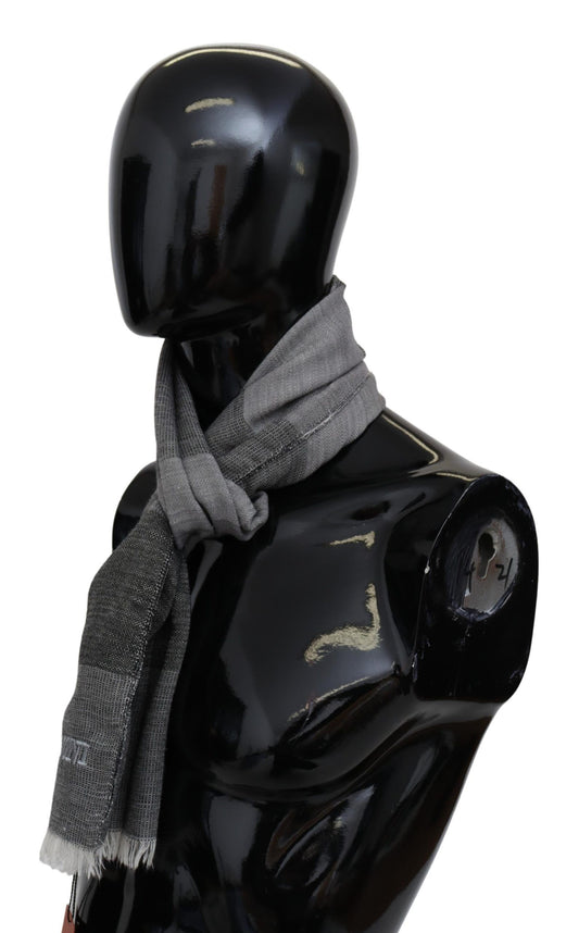 Missoni Gray Striped Wool Unisex Neck Wrap Fringes Scarf - ClickThatClicks 