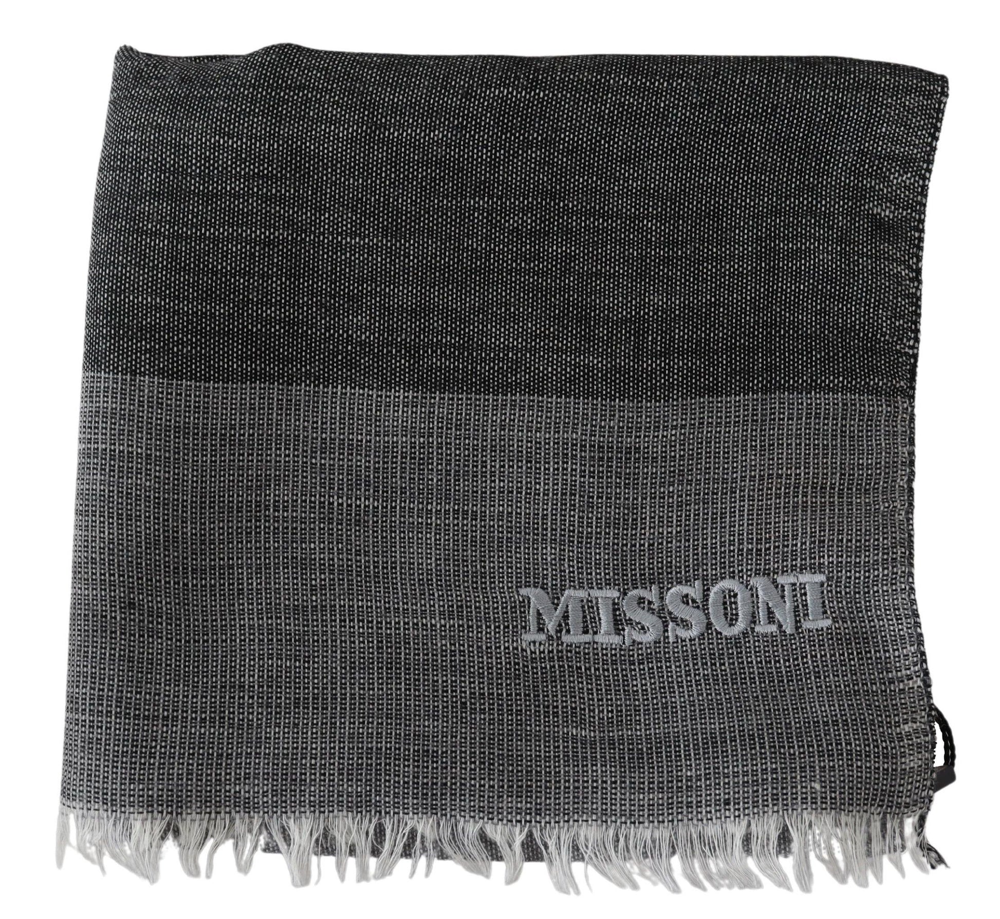 Missoni Gray Striped Wool Unisex Neck Wrap Fringes Scarf - ClickThatClicks 