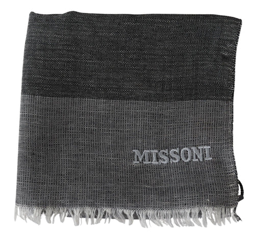 Missoni Gray Striped Wool Unisex Neck Wrap Fringes Scarf - ClickThatClicks 