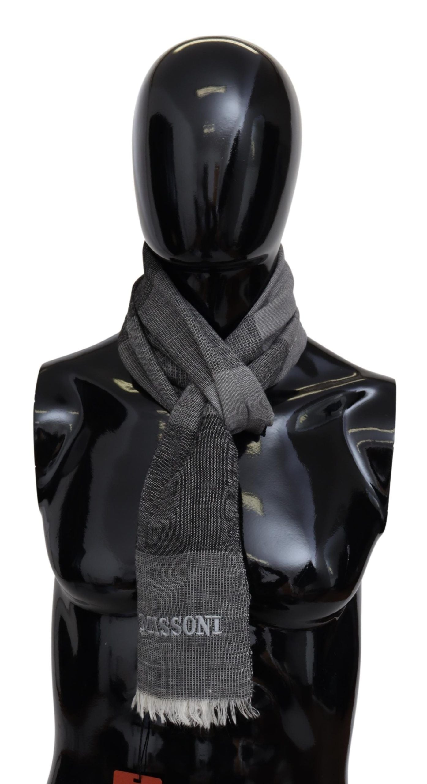 Missoni Gray Striped Wool Unisex Neck Wrap Fringes Scarf - ClickThatClicks 