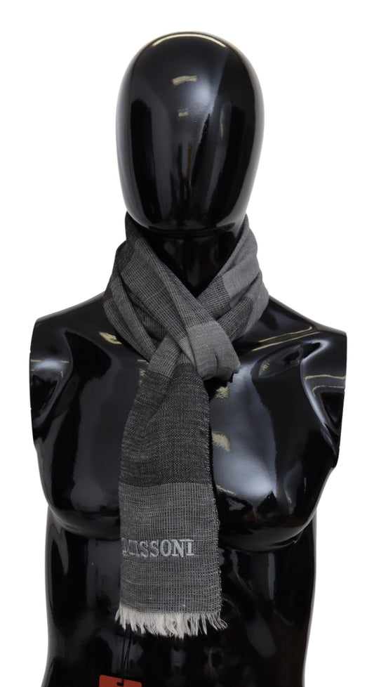 Missoni Gray Striped Wool Unisex Neck Wrap Fringes Scarf - ClickThatClicks 