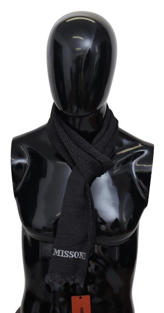 Missoni Black Wool Knit Unisex Neck Wrap Scarf - ClickThatClicks 