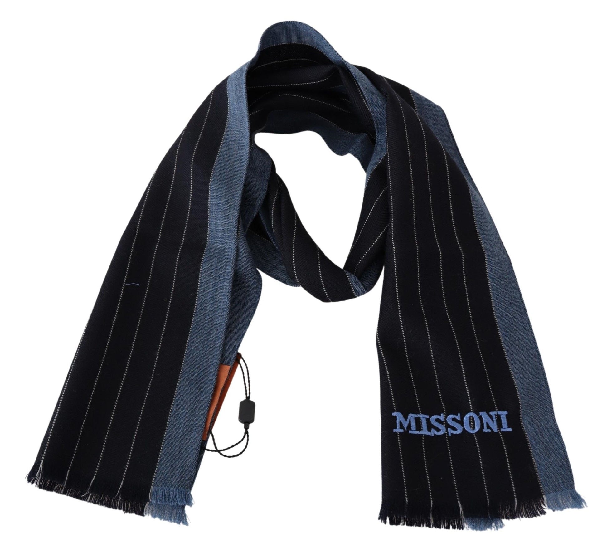 Missoni Black Blue Striped Wool Unisex Wrap scarf - ClickThatClicks 