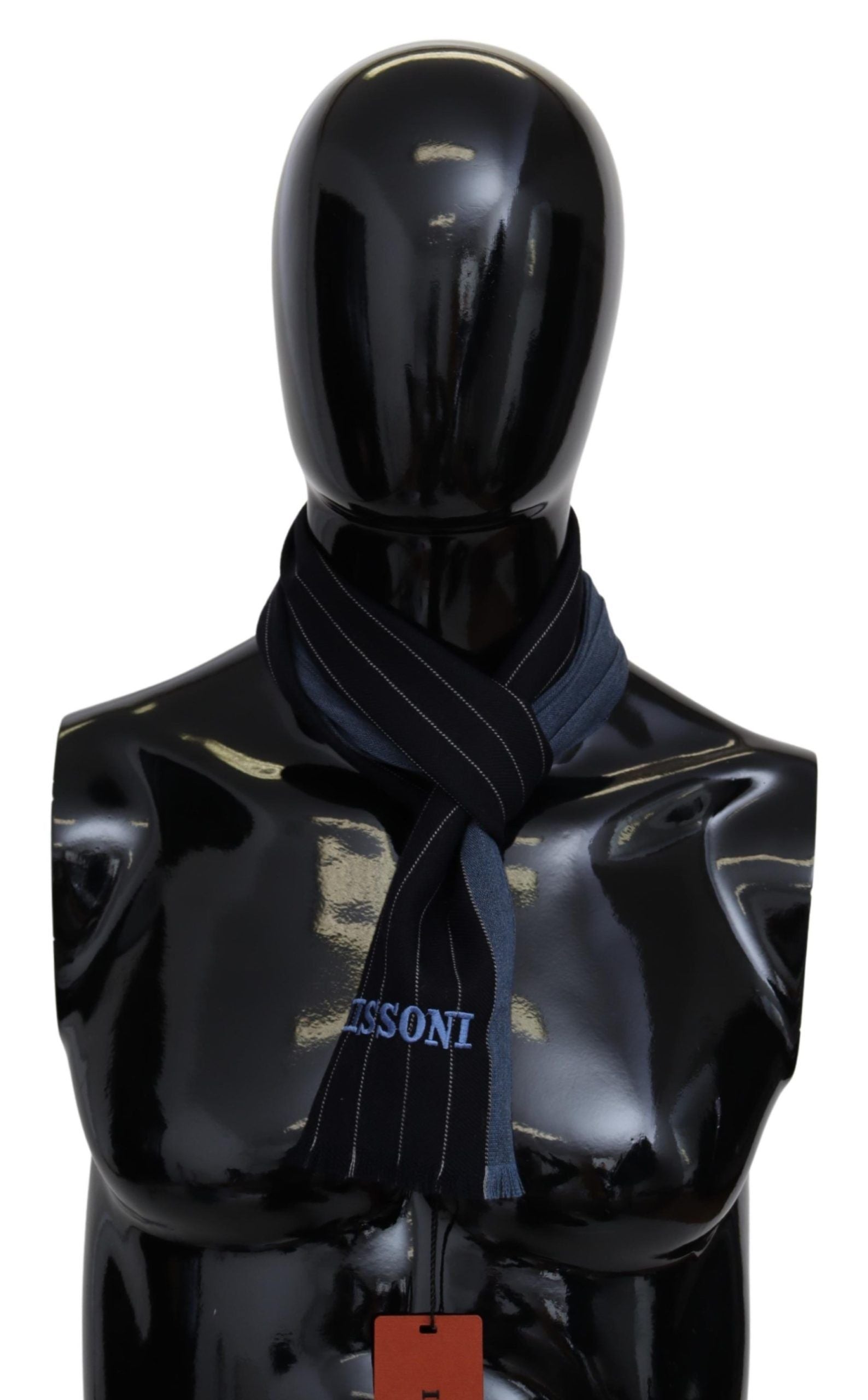 Missoni Black Blue Striped Wool Unisex Wrap scarf - ClickThatClicks 