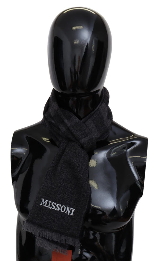 Missoni Black Striped Wool Unisex Neck Wrap Scarf - ClickThatClicks 