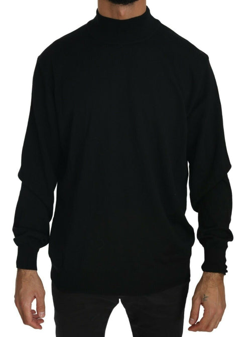 MILA SCHÖN Black Turtle Neck Pullover Top Virgin Wool Sweater - ClickThatClicks 