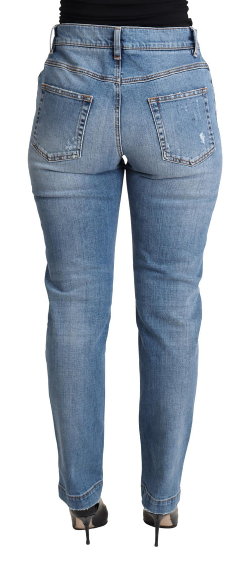 Dolce & Gabbana Blue Tattered Skinny Denim Cotton Blend Jeans - ClickThatClicks 