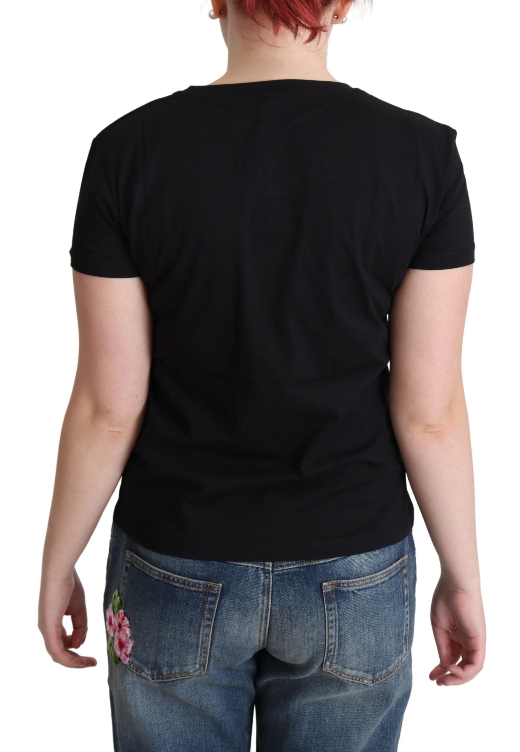 Moschino Black Cotton Come Play 4 Us Print Tops T-shirt - ClickThatClicks 
