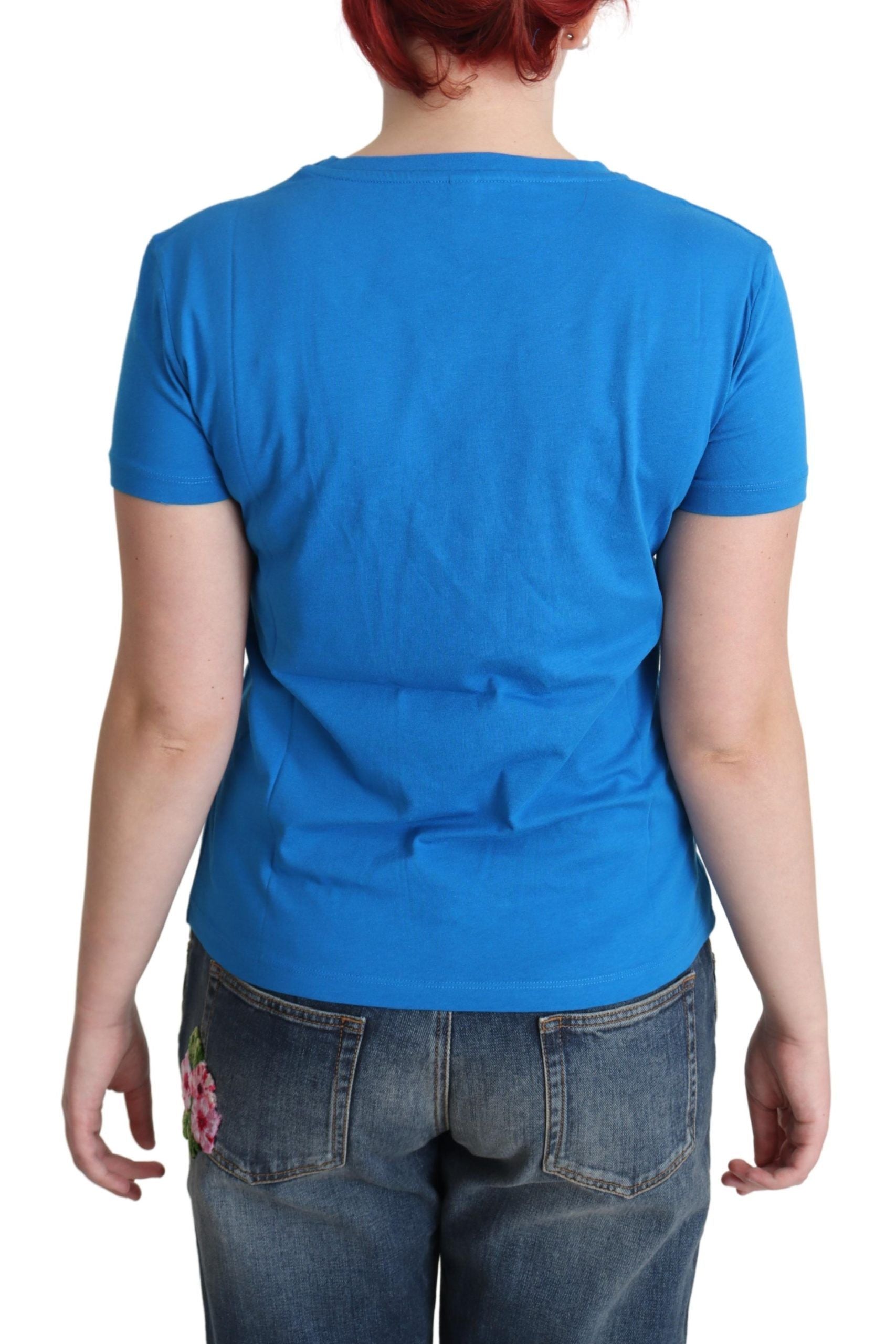 Moschino Blue Cotton Sunny Milano Print Tops T-shirt - ClickThatClicks 