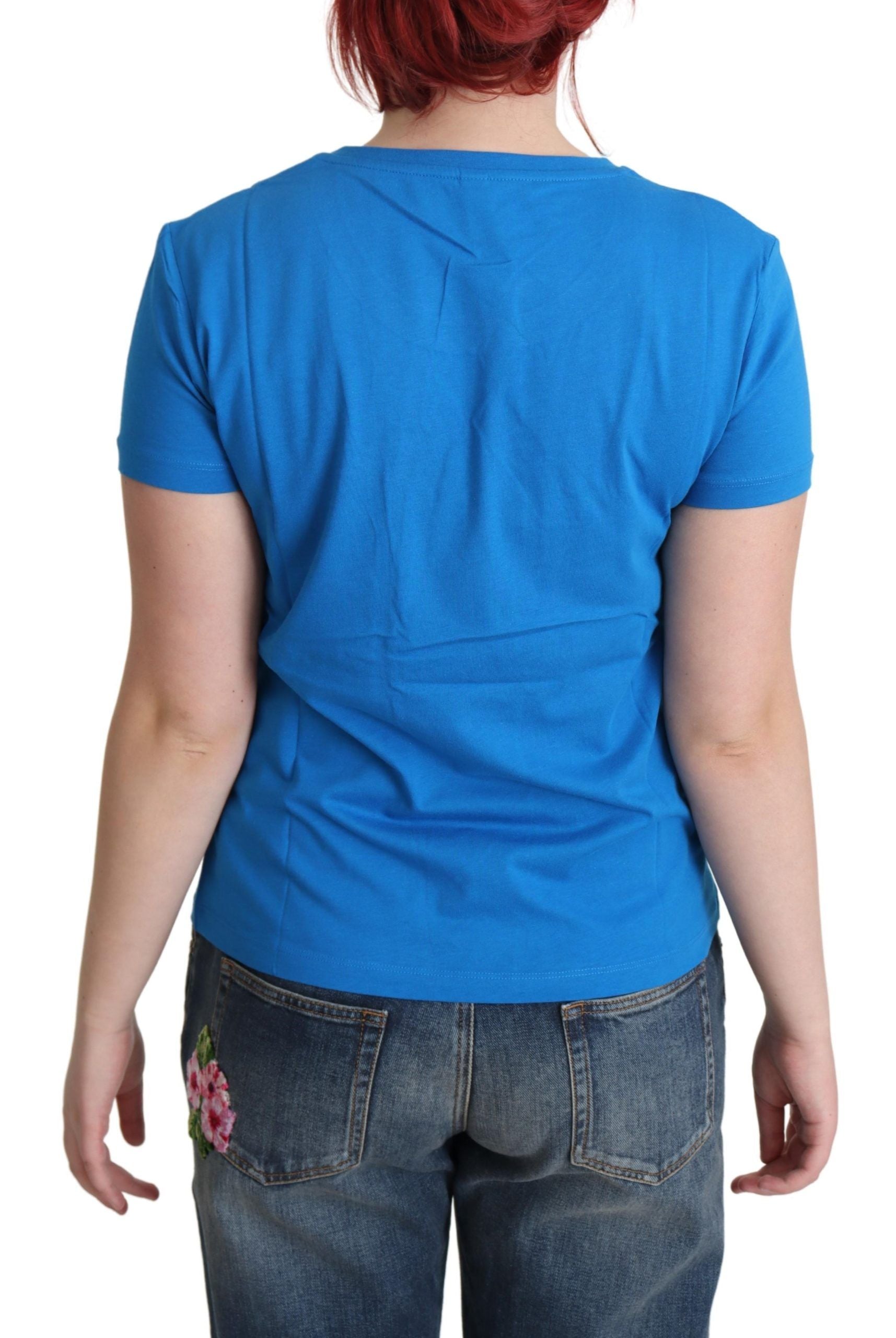 Moschino Blue Printed Cotton Short Sleeves Tops T-shirt - ClickThatClicks 