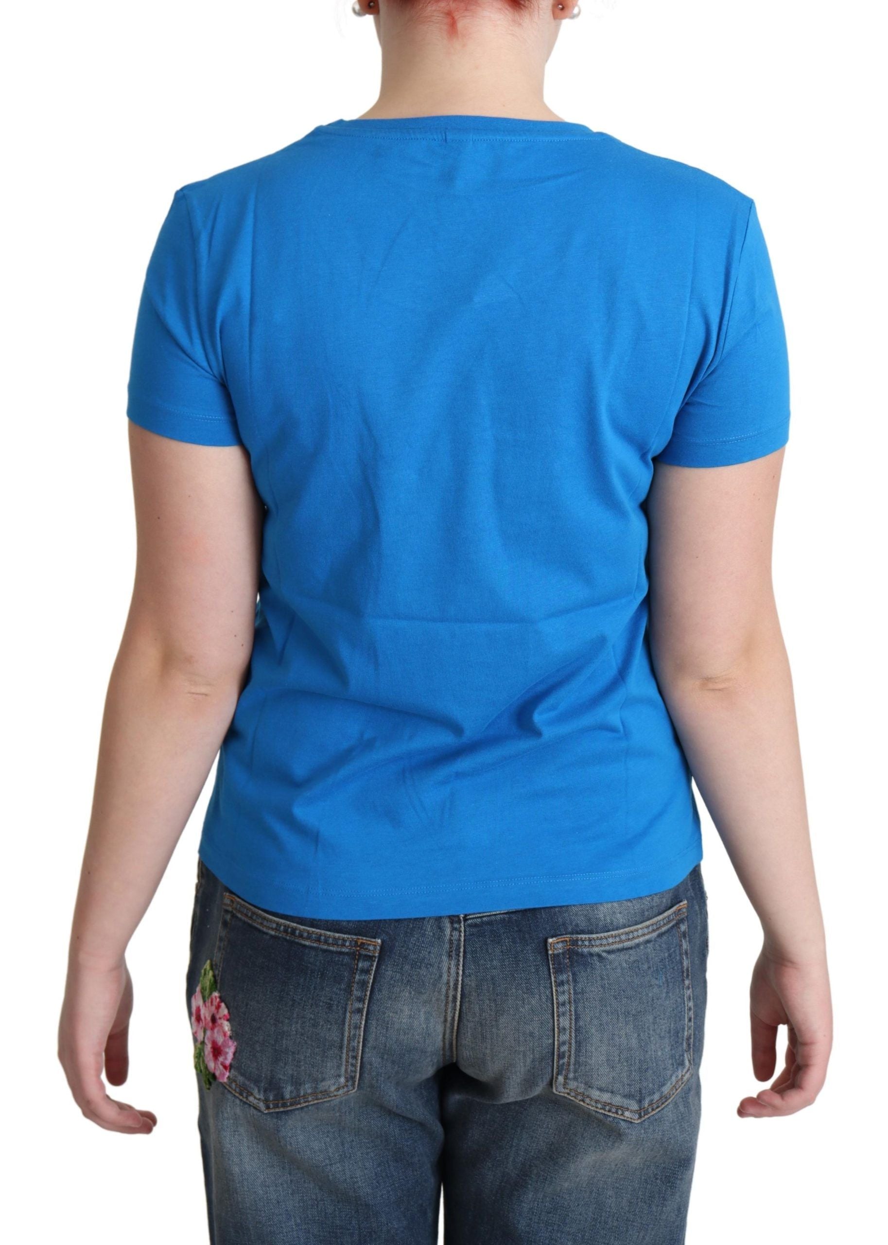 Moschino Blue Cotton Come Play 4 Us Print T-shirt - ClickThatClicks 