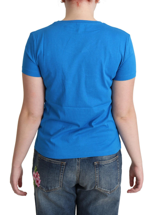 Moschino Blue Cotton Come Play 4 Us Print T-shirt - ClickThatClicks 