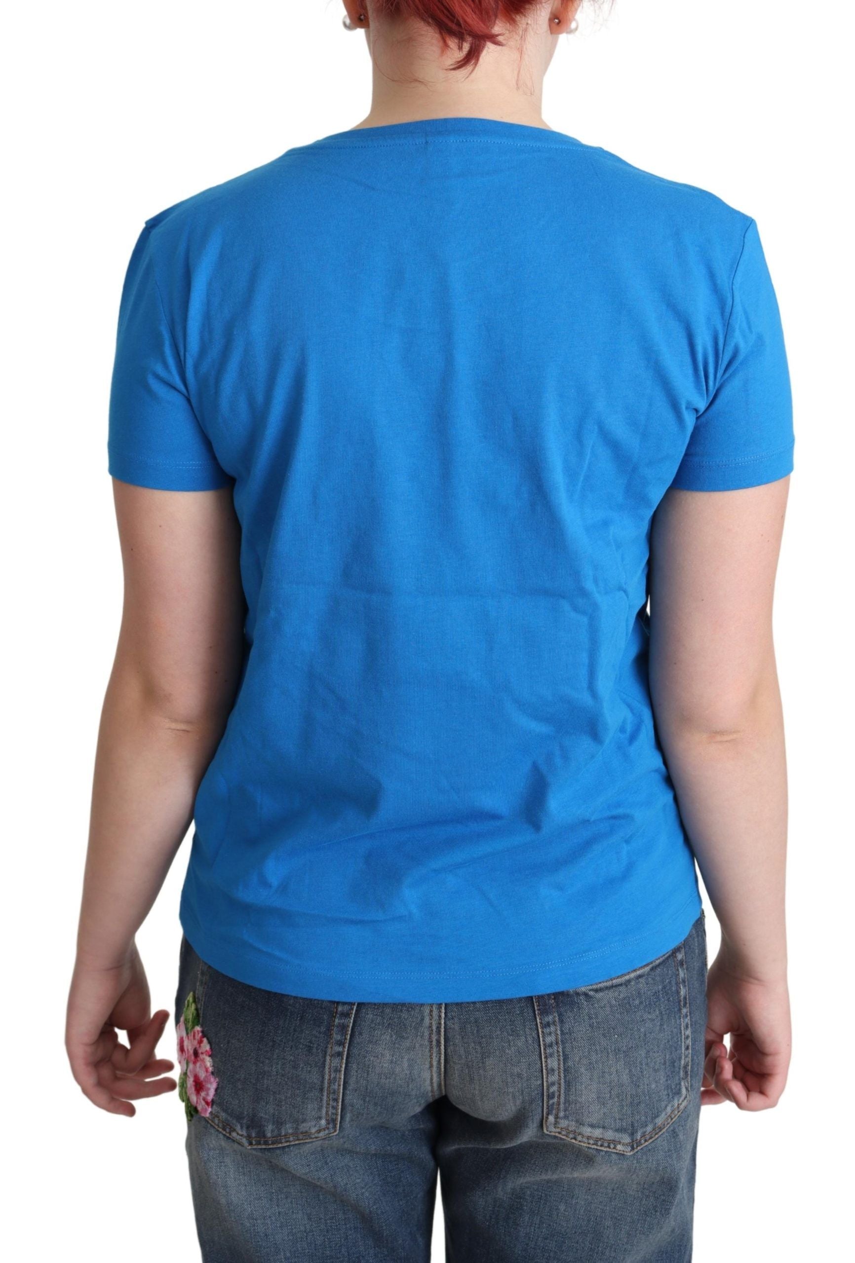 Moschino Blue Cotton Swim Graphic Triangle T-shirt - ClickThatClicks 