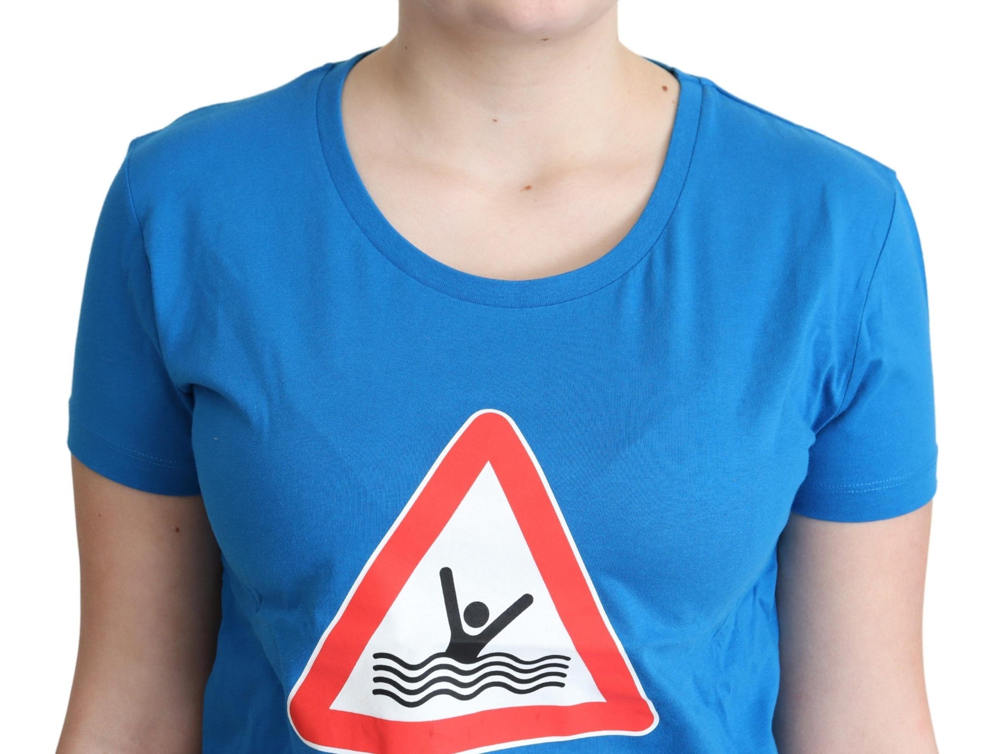 Moschino Blue Cotton Swim Graphic Triangle T-shirt - ClickThatClicks 