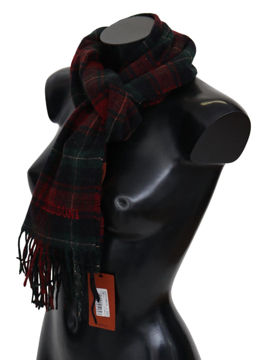 Missoni Black Red Check Wool Unisex Neck Wrap Fringes Scarf - ClickThatClicks 