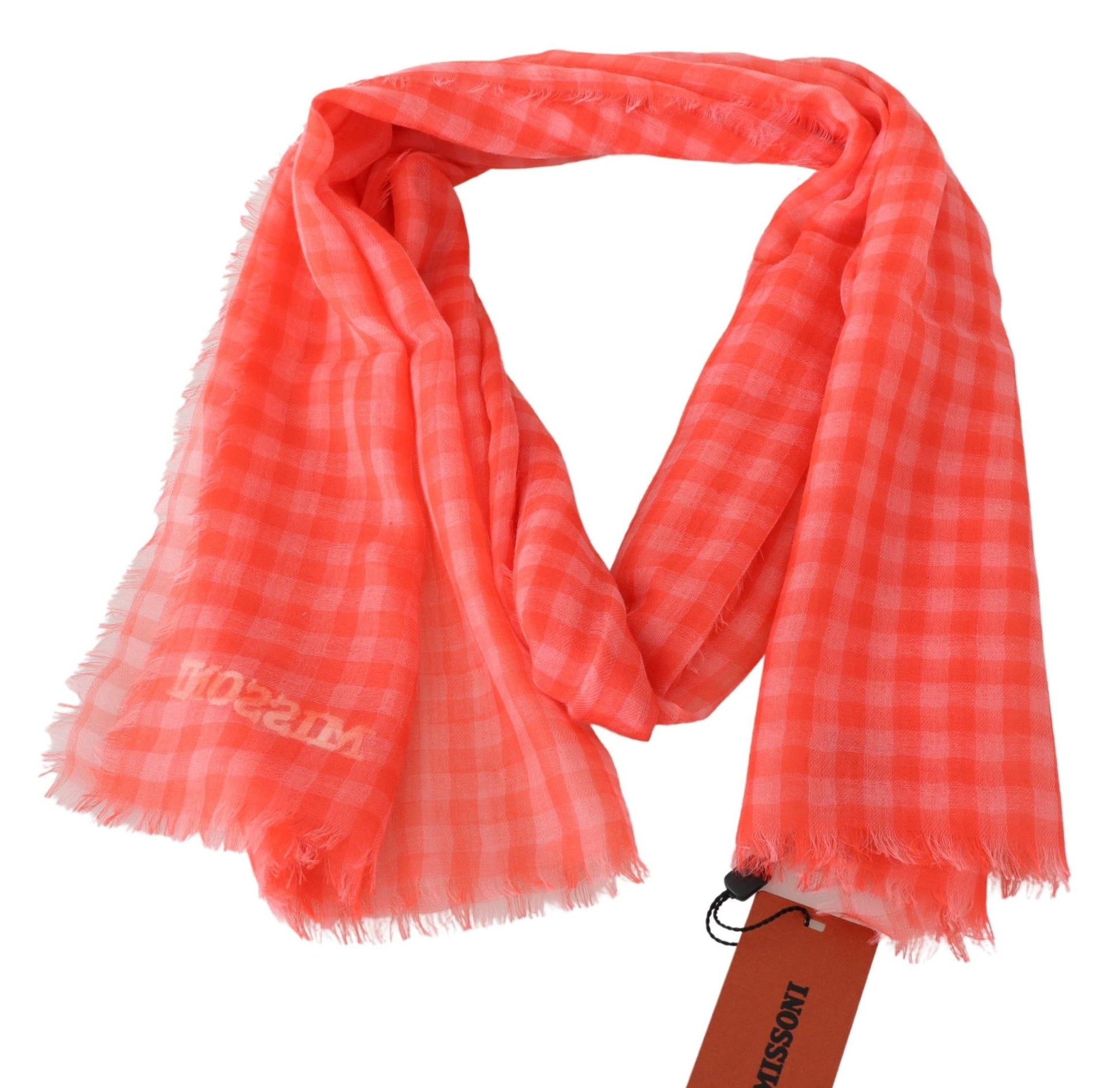Missoni Orange Check Cashmere Unisex Wrap Fringes Scarf - ClickThatClicks 