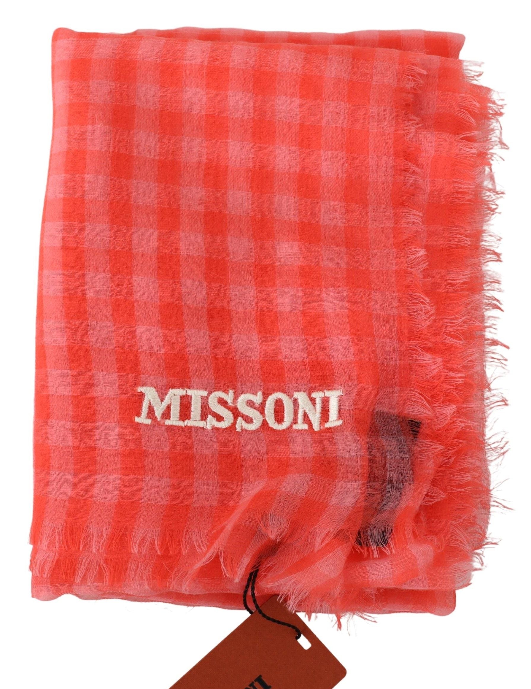 Missoni Orange Check Cashmere Unisex Wrap Fringes Scarf - ClickThatClicks 