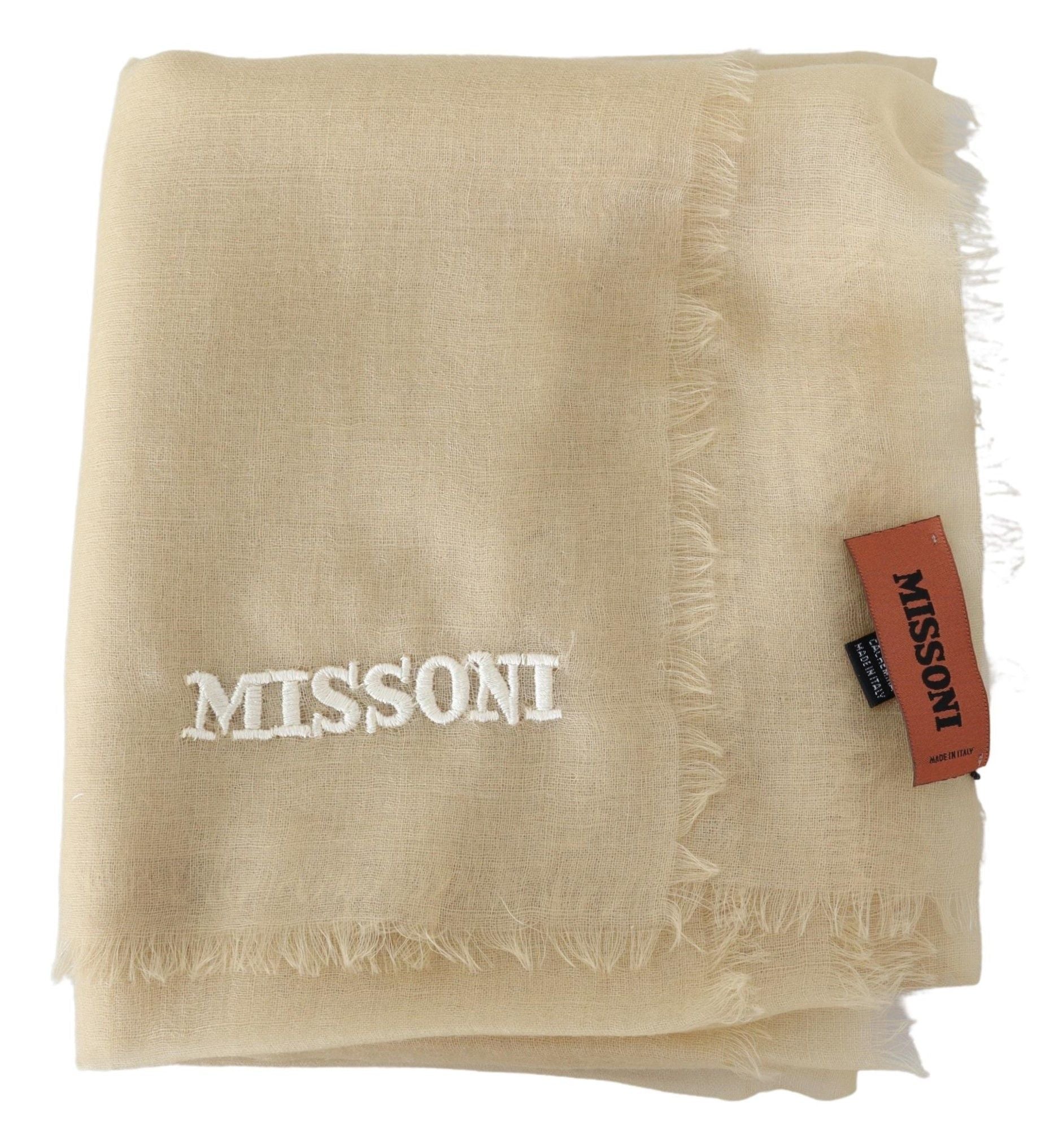 Missoni Beige Cashmere Unisex Neck Scarf - ClickThatClicks 
