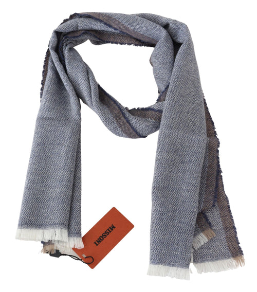 Missoni Gray Striped Wool Unisex Neck Wrap Fringes Scarf - ClickThatClicks 