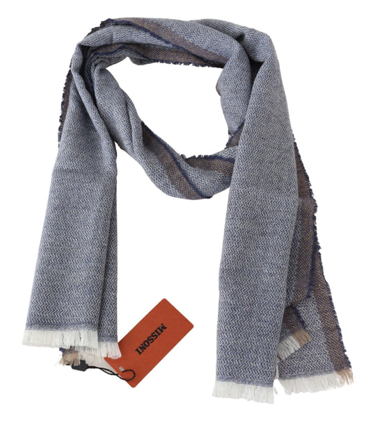Missoni Gray Striped Wool Unisex Neck Wrap Fringes Scarf - ClickThatClicks 