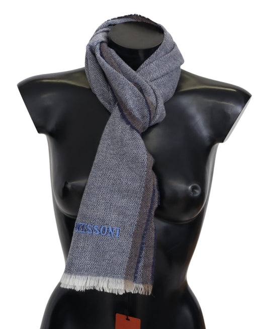 Missoni Gray Striped Wool Unisex Neck Wrap Fringes Scarf - ClickThatClicks 