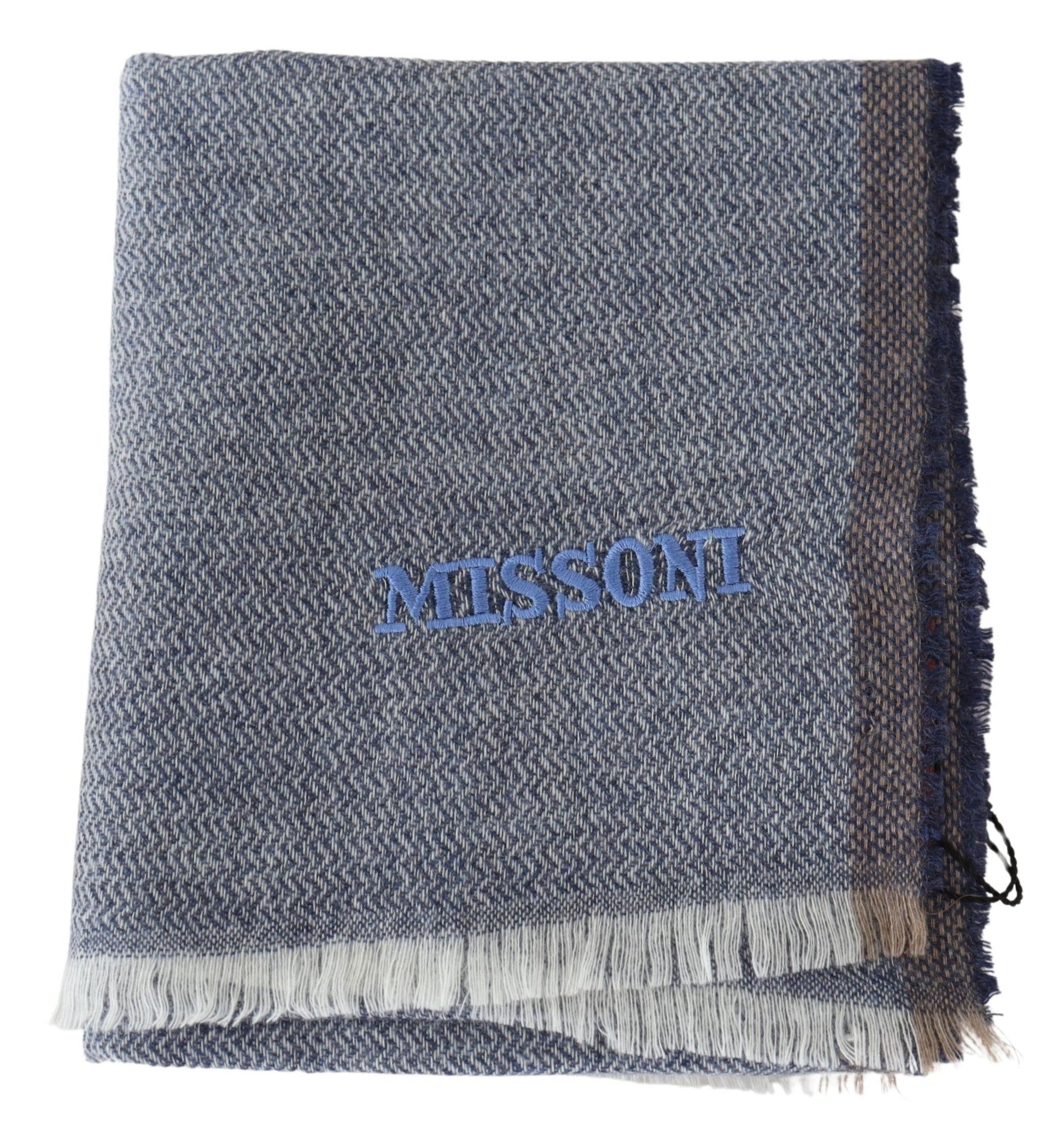 Missoni Gray Striped Wool Unisex Neck Wrap Fringes Scarf - ClickThatClicks 