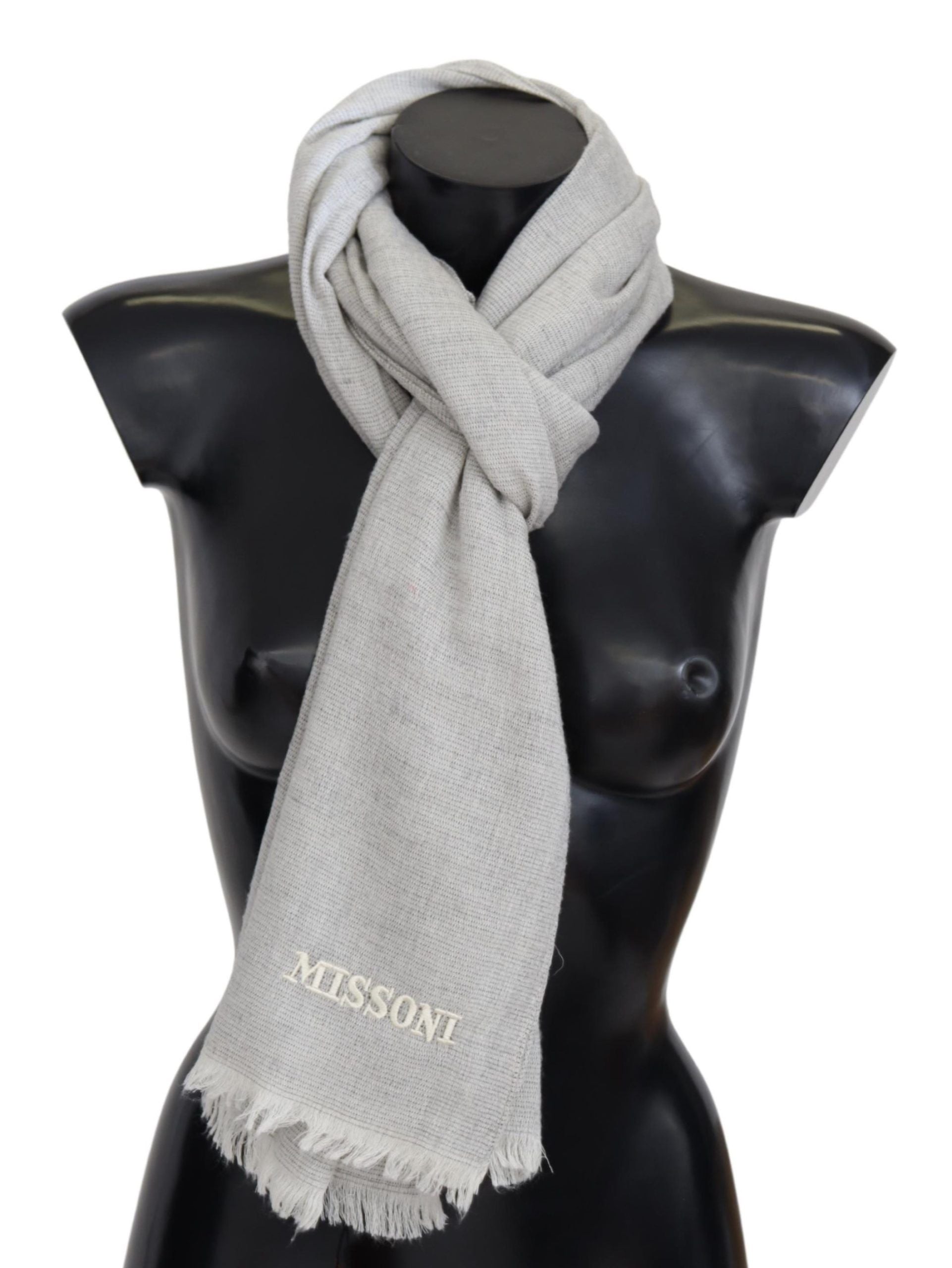 Missoni Gray Wool Knit Unisex Neck Wrap Scarf - ClickThatClicks 