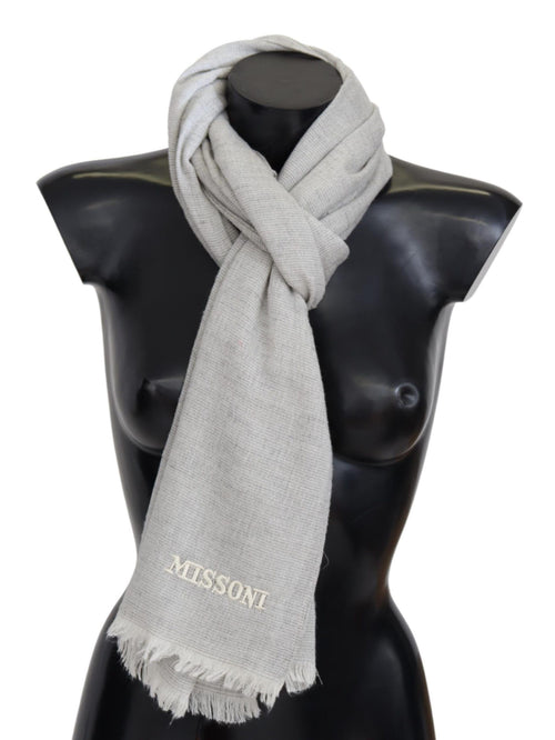 Missoni Gray Wool Knit Unisex Neck Wrap Scarf - ClickThatClicks 