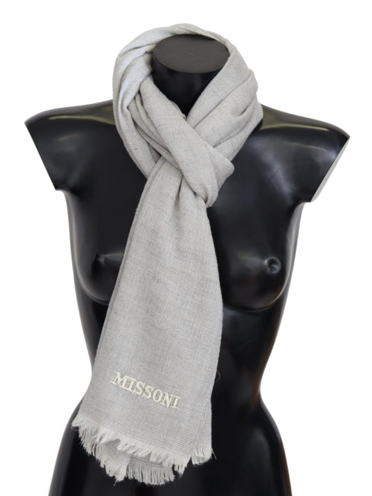 Missoni Gray Wool Knit Unisex Neck Wrap Scarf - ClickThatClicks 