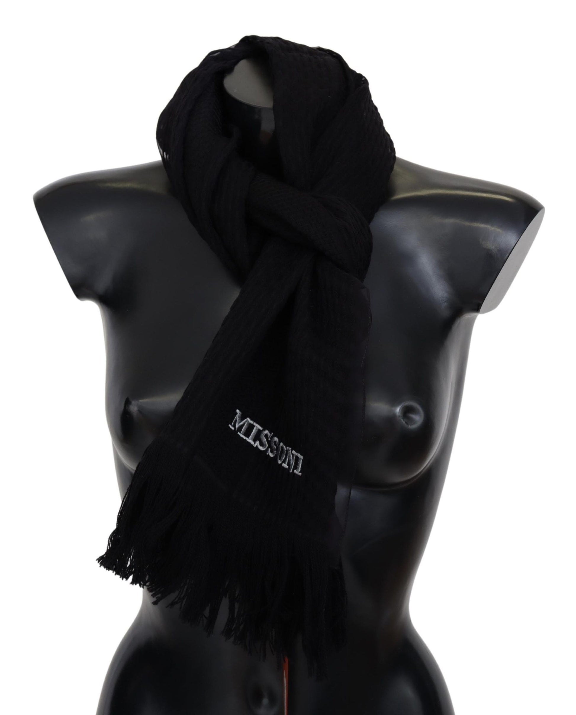 Missoni Black Wool Unisex Neck Warmer Wrap Scarf - ClickThatClicks 