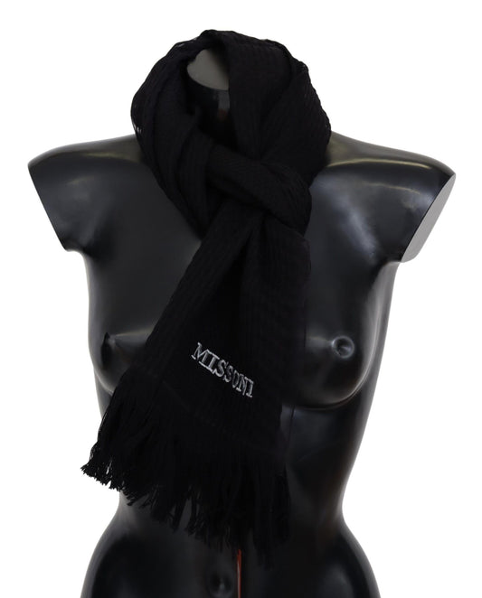 Missoni Black Wool Unisex Neck Warmer Wrap Scarf - ClickThatClicks 
