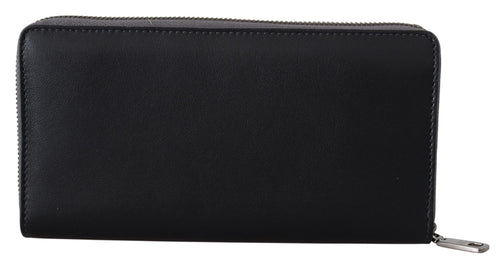 Dolce & Gabbana Black Zip Around Continental Clutch Leather Wallet - ClickThatClicks 