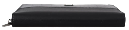 Dolce & Gabbana Black Zip Around Continental Clutch Leather Wallet - ClickThatClicks 