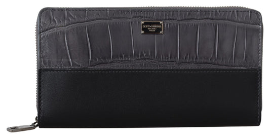 Dolce & Gabbana Black Zip Around Continental Clutch Leather Wallet - ClickThatClicks 