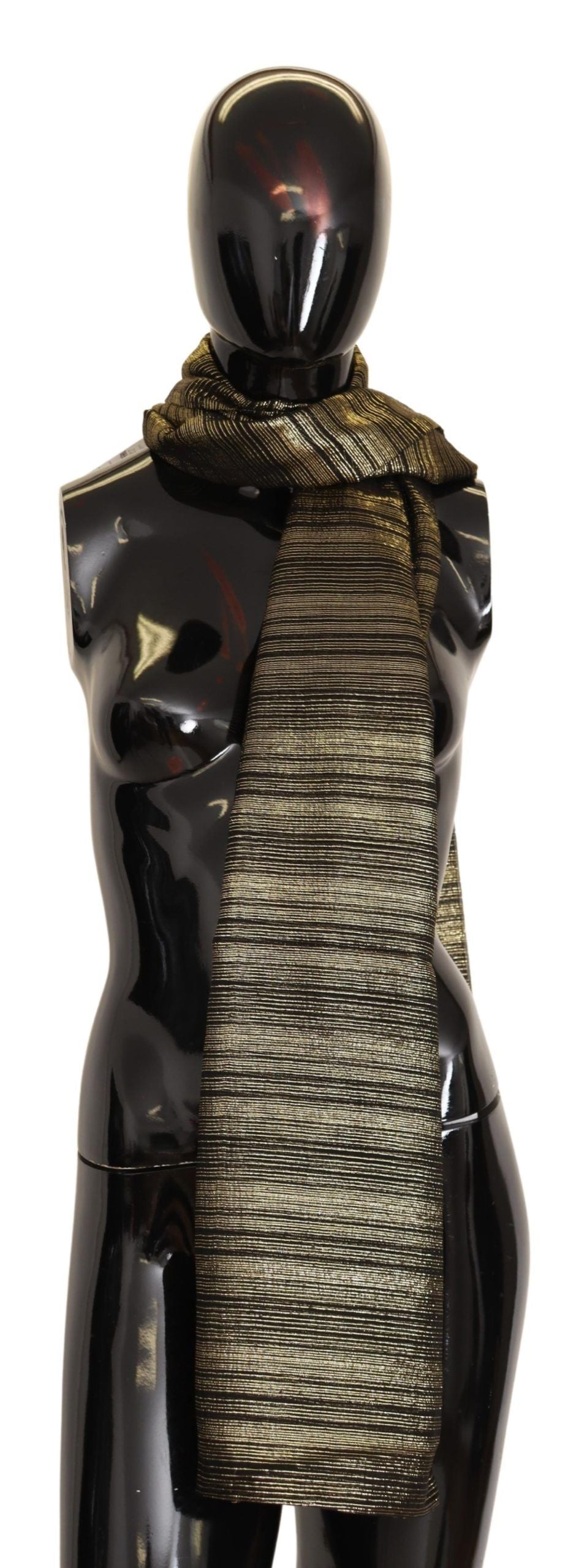 Dolce & Gabbana Metallic Gold Silk Stretch Shawl Wrap Scarf - ClickThatClicks 