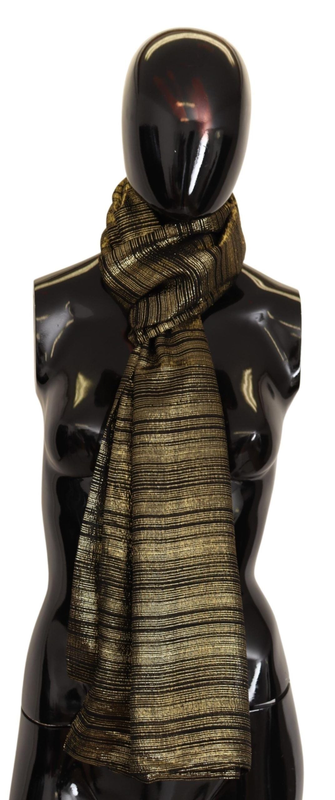 Dolce & Gabbana Metallic Gold Silk Stretch Shawl Wrap Scarf - ClickThatClicks 