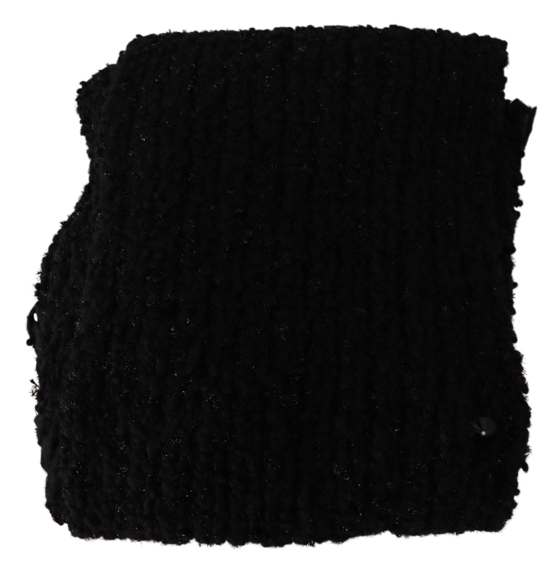 Dolce & Gabbana Black Virgin Wool Knitted Wrap Shawl Scarf - ClickThatClicks 
